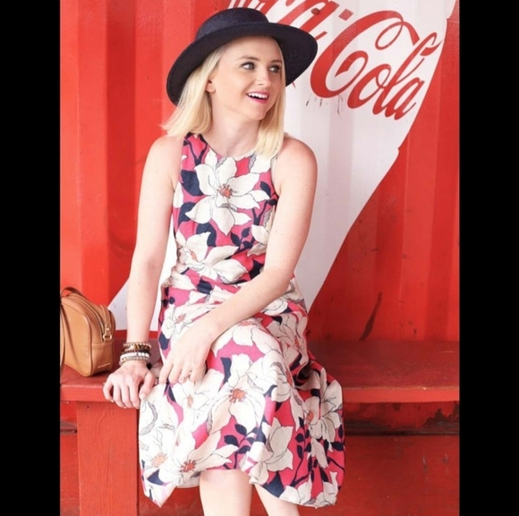 Ann Klein Hibiscus Linen Midi Dress - Picture 3 of 3